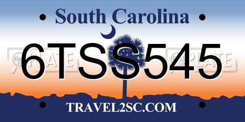 6TSS545 South Carolina License Plate