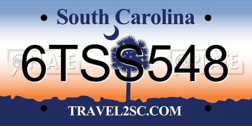 6TSS548 South Carolina License Plate