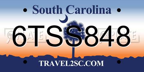 6TSS848 South Carolina License Plate