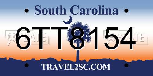 6TT8154 South Carolina License Plate