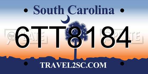 6TT8184 South Carolina License Plate