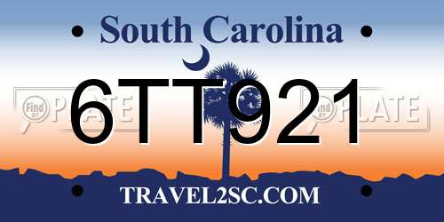 6TT921 South Carolina License Plate