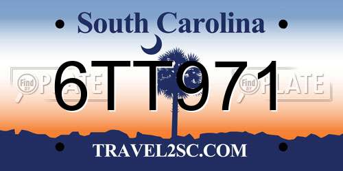 6TT971 South Carolina License Plate