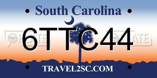6TTC44 South Carolina License Plate