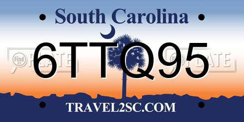 6TTQ95 South Carolina License Plate