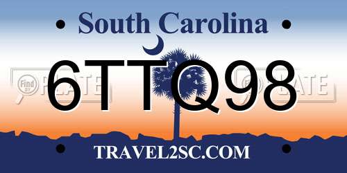 6TTQ98 South Carolina License Plate
