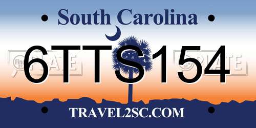 6TTS154 South Carolina License Plate