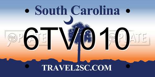 6TV010 South Carolina License Plate