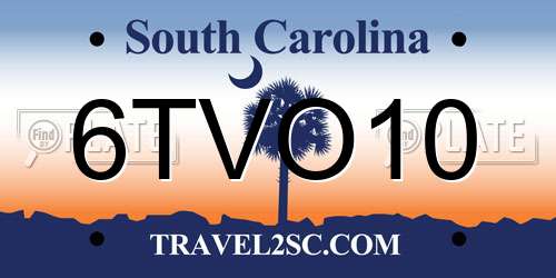6TVO10 South Carolina License Plate