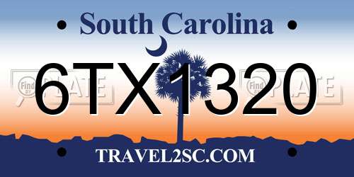 6TX1320 South Carolina License Plate