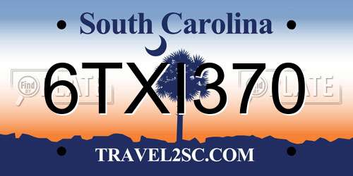 6TXI370 South Carolina License Plate