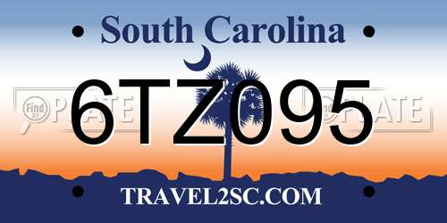 6TZ095 South Carolina License Plate