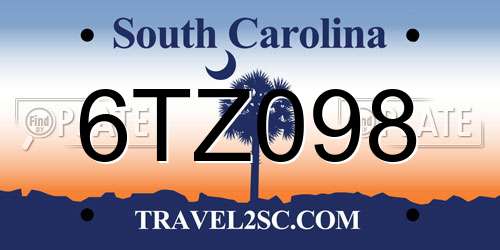 6TZ098 South Carolina License Plate