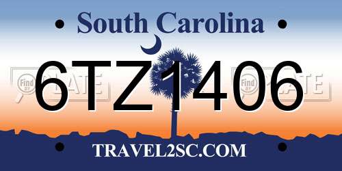 6TZ1406 South Carolina License Plate