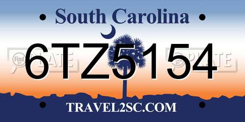 6TZ5154 South Carolina License Plate