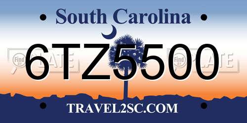 6TZ5500 South Carolina License Plate