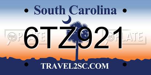 6TZ921 South Carolina License Plate
