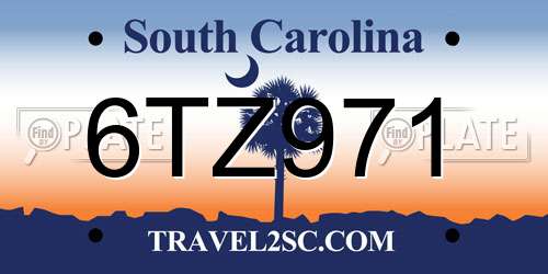 6TZ971 South Carolina License Plate