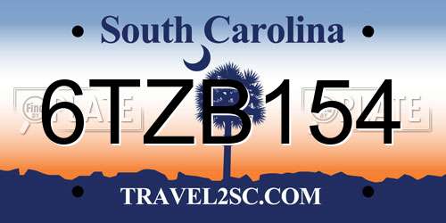 6TZB154 South Carolina License Plate