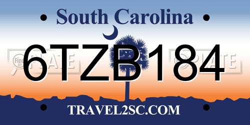6TZB184 South Carolina License Plate