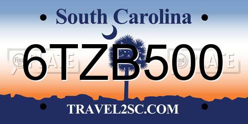6TZB500 South Carolina License Plate