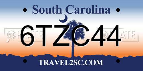 6TZC44 South Carolina License Plate