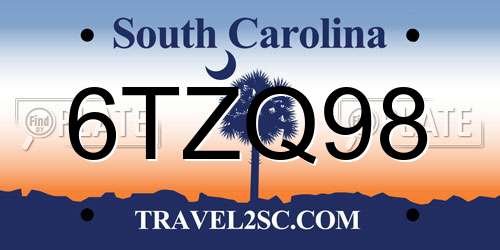 6TZQ98 South Carolina License Plate