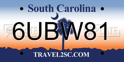 6UBW81 South Carolina License Plate
