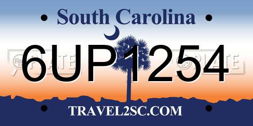 6UP1254 South Carolina License Plate
