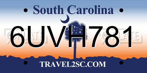 6UVH781 South Carolina License Plate