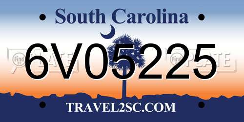 6V05225 South Carolina License Plate