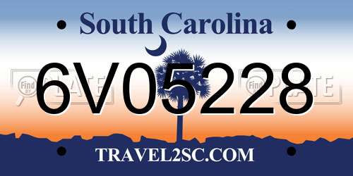 6V05228 South Carolina License Plate