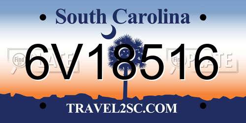 6V18516 South Carolina License Plate