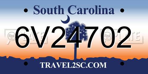 6V24702 South Carolina License Plate