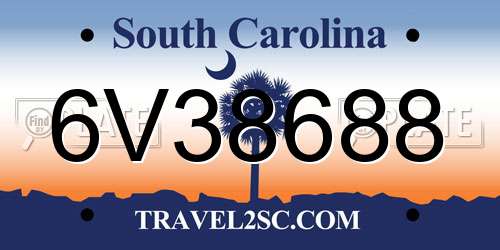 6V38688 South Carolina License Plate