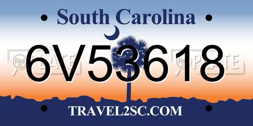 6V53618 South Carolina License Plate