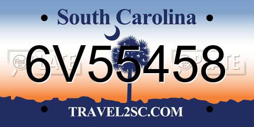 6V55458 South Carolina License Plate