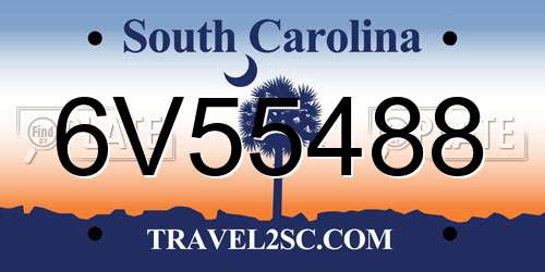 6V55488 South Carolina License Plate