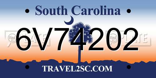 6V74202 South Carolina License Plate