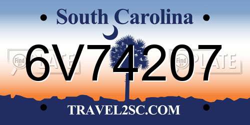 6V74207 South Carolina License Plate