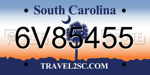 6V85455 South Carolina License Plate