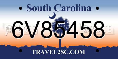 6V85458 South Carolina License Plate