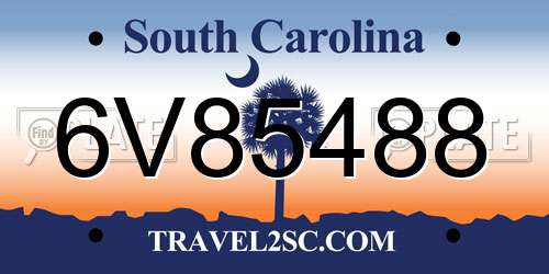 6V85488 South Carolina License Plate