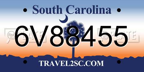 6V88455 South Carolina License Plate