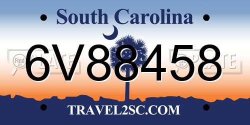 6V88458 South Carolina License Plate