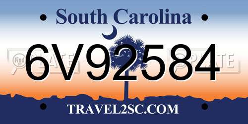 6V92584 South Carolina License Plate