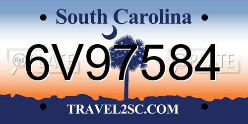 6V97584 South Carolina License Plate