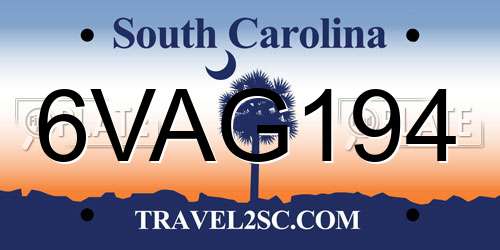 6VAG194 South Carolina License Plate