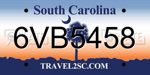 6VB5458 South Carolina License Plate