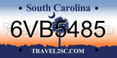 6VB5485 South Carolina License Plate